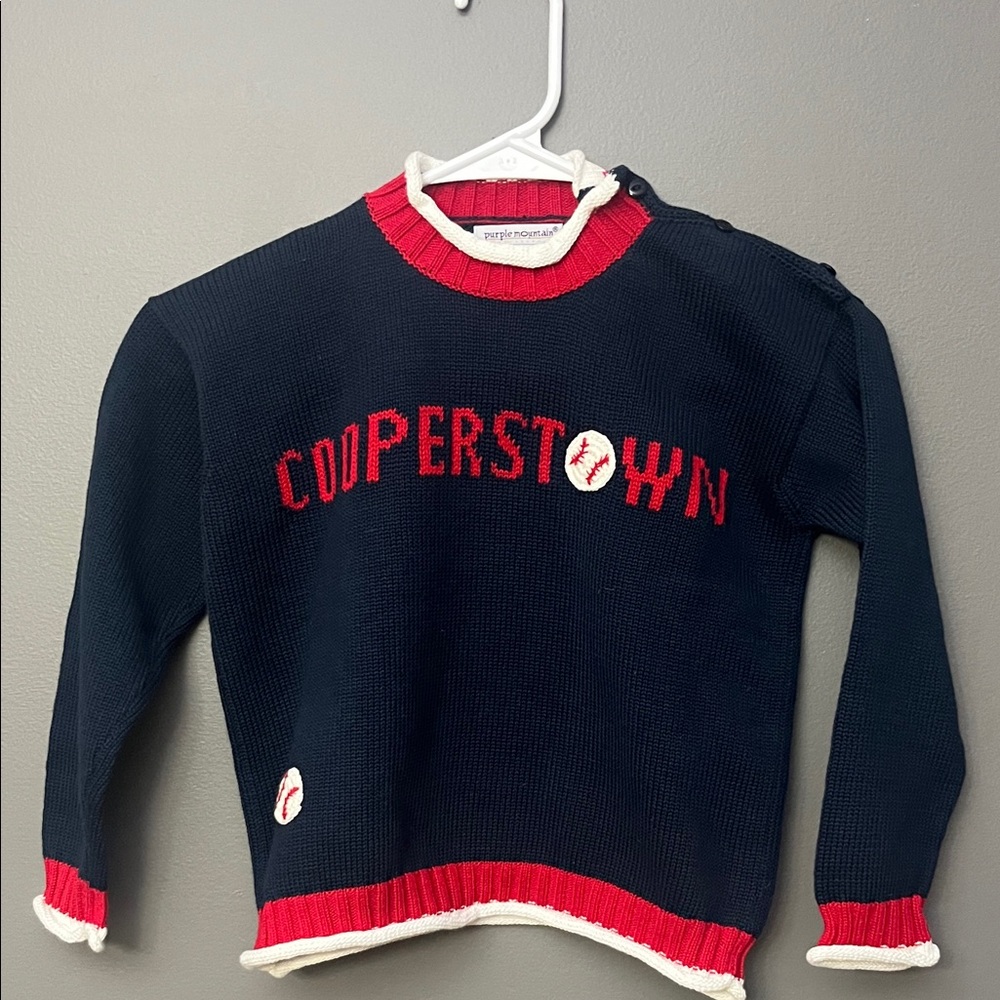 Purple Mountain Cooperstown Baseball Navy and Red Sweater - Size 4T